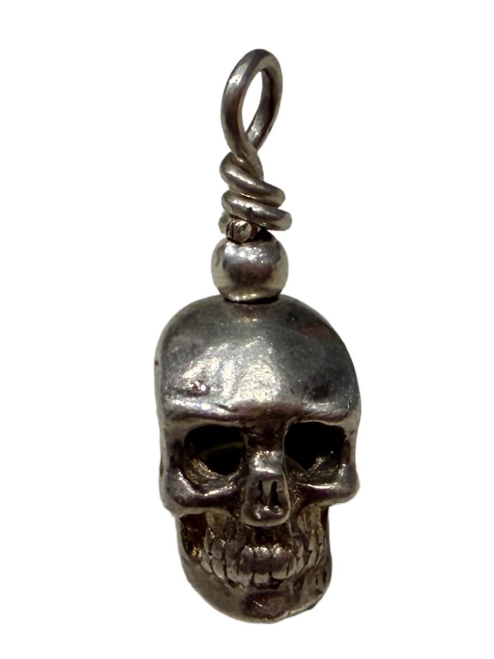 Sterling Silver Skull Charm Pendant - Silver